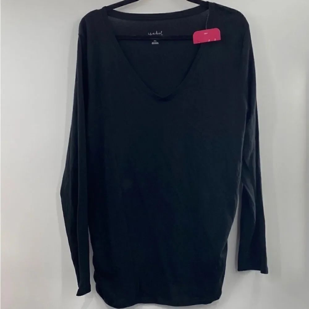 3For$20 Ingrid & Isabel Maternity Black V-Neck Tee Elastic on side size XXL